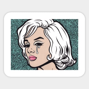 Marilyn Blonde Crying Comic Girl Sticker